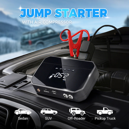 All-in-One Car Emergency Starting Power Supply & Inflatable Pump Set