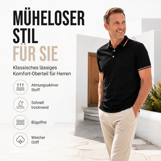 Herren-T-Shirt mit bedrucktem Revers und kontrastfarbenem Kragen