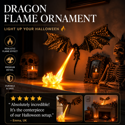 🐉 PROMO-BLITZ: 50% RABATT! 🔥 Drachenflammen-Dekoration – Seiden-PLA – Realistischer Flammeneffekt für Bücherregal & Halloween-Deko 🎃