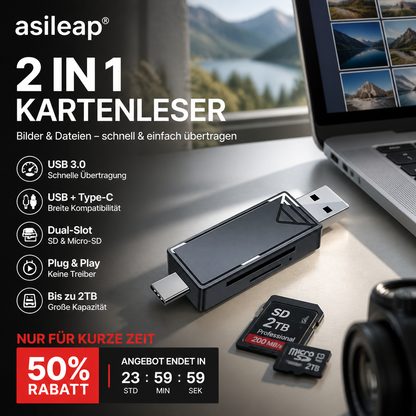 📢50 % RABATT⏰2-in-1-Hochgeschwindigkeits-Speicherkartenlesegerä