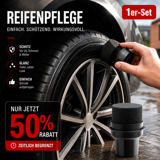 ⭐ 4,9 Sterne – nicht ohne Grund! Reifenglanz-Schwamm mit Applikatorbürste und Schutzhülle