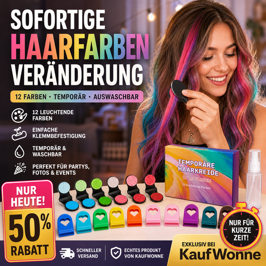 🔥Letzter Tag: 50 % Rabatt!🌈 12-Farben-Set für temporäre Haarkreide mit Applikator