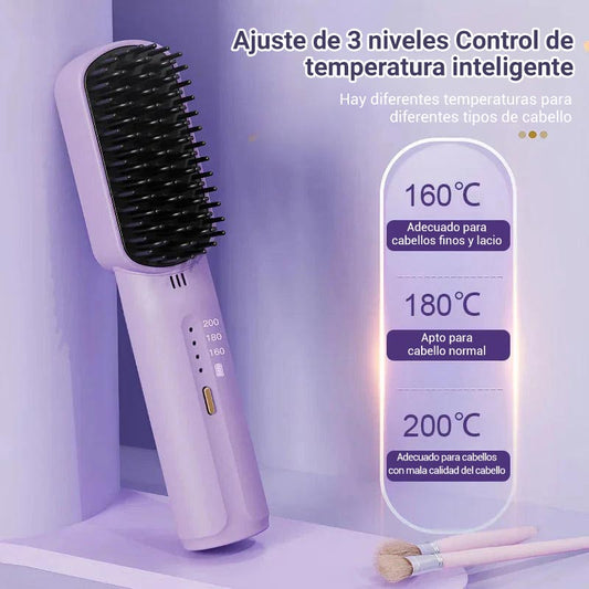 🔥Los iones negativos no dañan el cabello-Mini peine alisador portátil sin cable