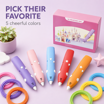 Einfach, überall! 🎨Fördert die Fantasie und Kreativität von Kindern🔮👩‍🎨Niedertemperatur-Kabelloser 3D-Druckstift für Kinder