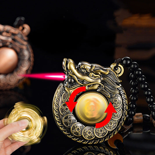 Embossed disk dragon rotating carousel gathering wealth and luck windproof lighter