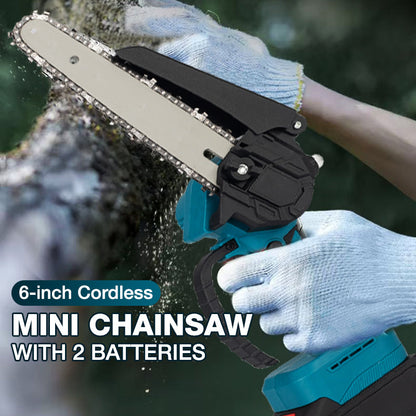 6-inch Cordless Mini Chainsaw with 2 Batteries