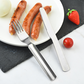 🥄 4-in-1 tragbares Besteckset aus Edelstahl – Gabel, Löffel, Messer + Flaschenöffner, kompakt & leicht für Picknick und Reisen