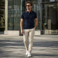 Herren-T-Shirt mit bedrucktem Revers und kontrastfarbenem Kragen
