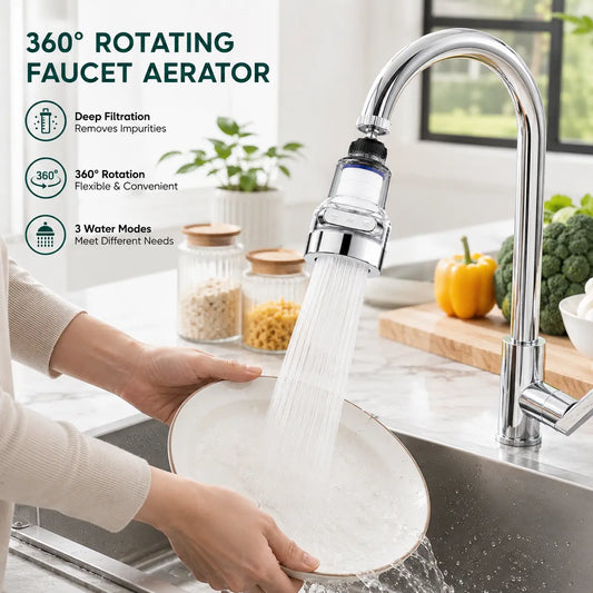 3-Gang-Wasserhahnfilter mit Spritzschutz und Universalgelenk