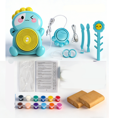 🏺 Kinder Elektrische Töpferscheibe DIY Set – Einfache Bedienung, kreatives Erlebnis & sicher – Perfekt zum Modellieren und Gestalten mit Ton 👧