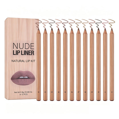 12-teiliges Set mit matten Lippenkonturenstiften