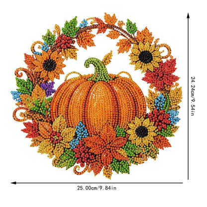 🎃Halloween-Angebot🍂 Kürbiskranz mit Rautenmuster zum Aufhängen – Komplettes Bastelset