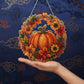 🎃Halloween-Angebot🍂 Kürbiskranz mit Rautenmuster zum Aufhängen – Komplettes Bastelset