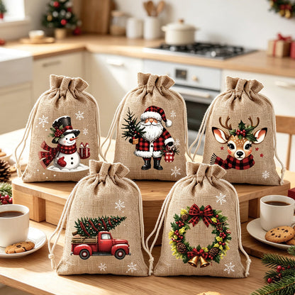 🎄 50% RABATT! 🎁 Weihnachts‑Geschenksäckchen – Festliche Motive, Kordelzug & strapazierfähig ✨