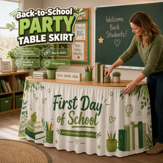 Farbenfroher Tischrock für die Klassenparty