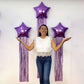 🎉JETZT 50 % RABATT! Party-Folienballon-Set mit Quaste – Sternförmiger Folienballon & Hintergrundset mit metallischem Lametta-Vorhang, einfach aufzubauender Fotohintergrund für Geburtstage, Feiern und Themenpartys