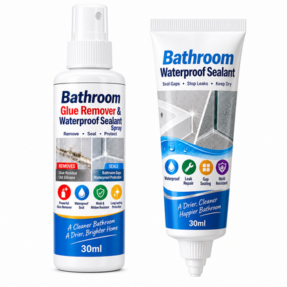 Set mit Klebstoffentferner und wasserfester Dichtmasse für das Badezimmer