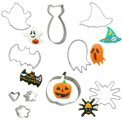 10PCS Edelstahl Halloween-Keksausstecher