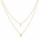 Zweilagige, minimalistische Schlüsselbeinkette mit A–Z-Initialen und glänzenden Strasssteinen