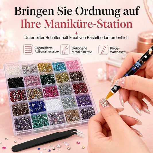 24-teiliges Nagelkunst Strassstein-Set