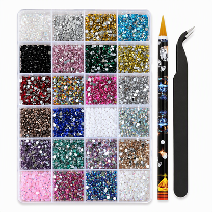 24-teiliges Nagelkunst Strassstein-Set