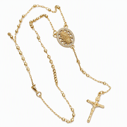 Vintage Kreuzkette mit Marienanhänger – Goldfarbener eleganter Schmuck für den Alltag