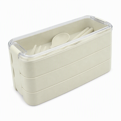 3-stöckige Bento-Lunchbox mit Besteckset