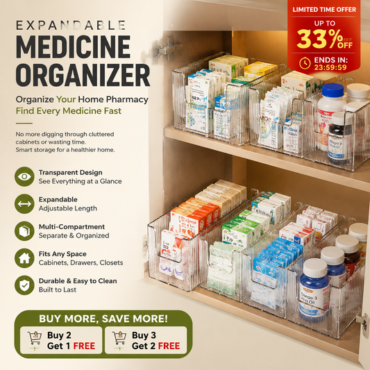 🔥 Transparenter Teleskop-Medizin-Organizer — Ausziehbar, perfekt für einen ordentlichen Medizinschrank 💊🗄️